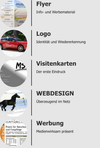 Logo Identität und Wiedererkennung Werbung Medienwirksam präsent Flyer Info- und Werbematerial Visitenkarten Der erste Eindruck WEBDESIGN Überzeugend im Netz